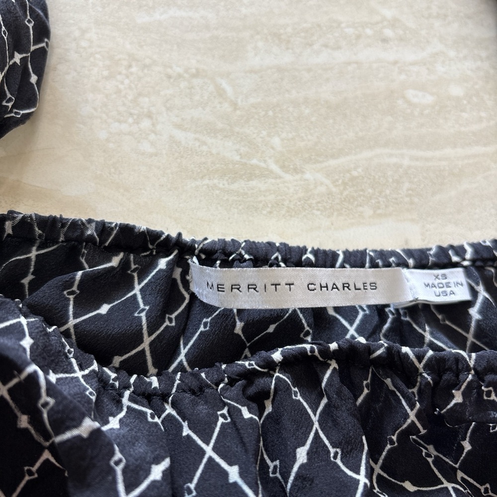 Merritt Charles Black and White Patterned Blouse